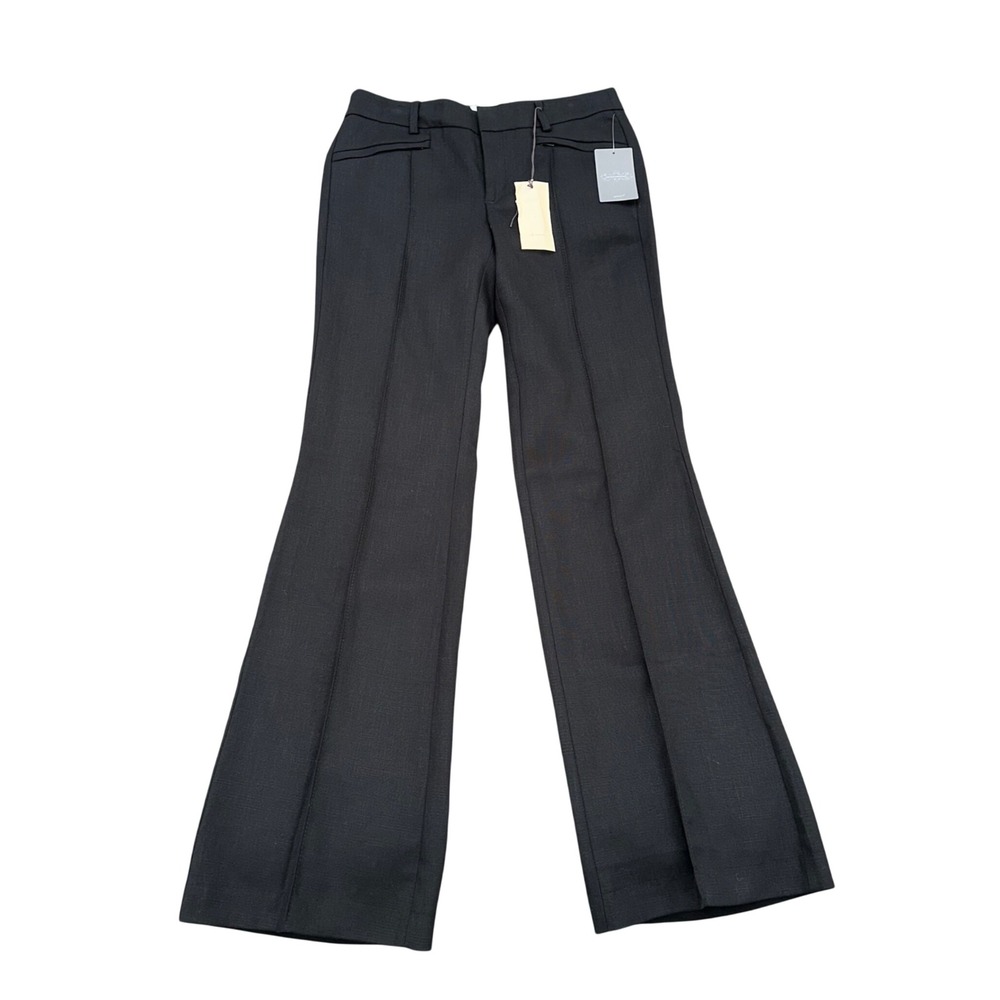 Elevenses‎ Anthropologie The Brighton Black Linen Tencel Wide Leg Flare Pants 4